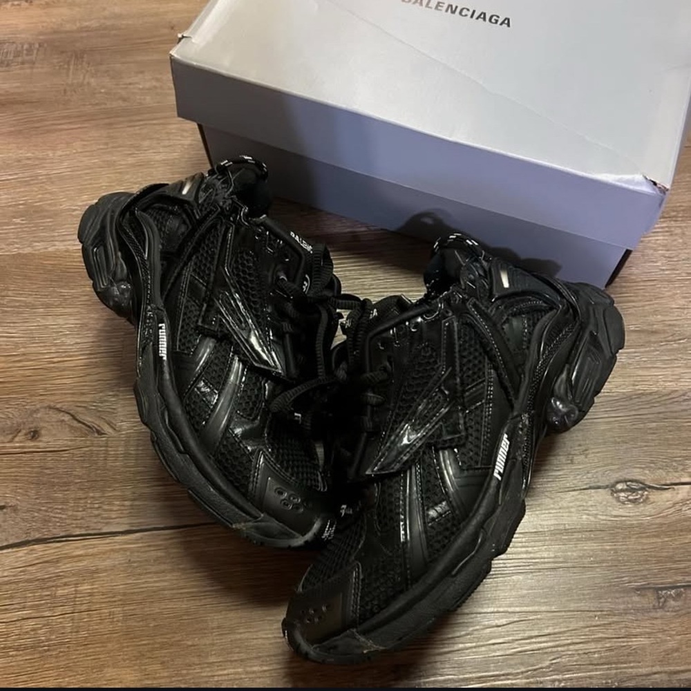 Balenciaga Glossy Black Athletic Shoes